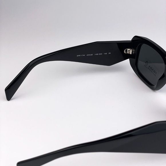 Prada PR17WS 1AB5S0 Sunglasses Black Gray Rectangle Unisex - Picture 11 of 13